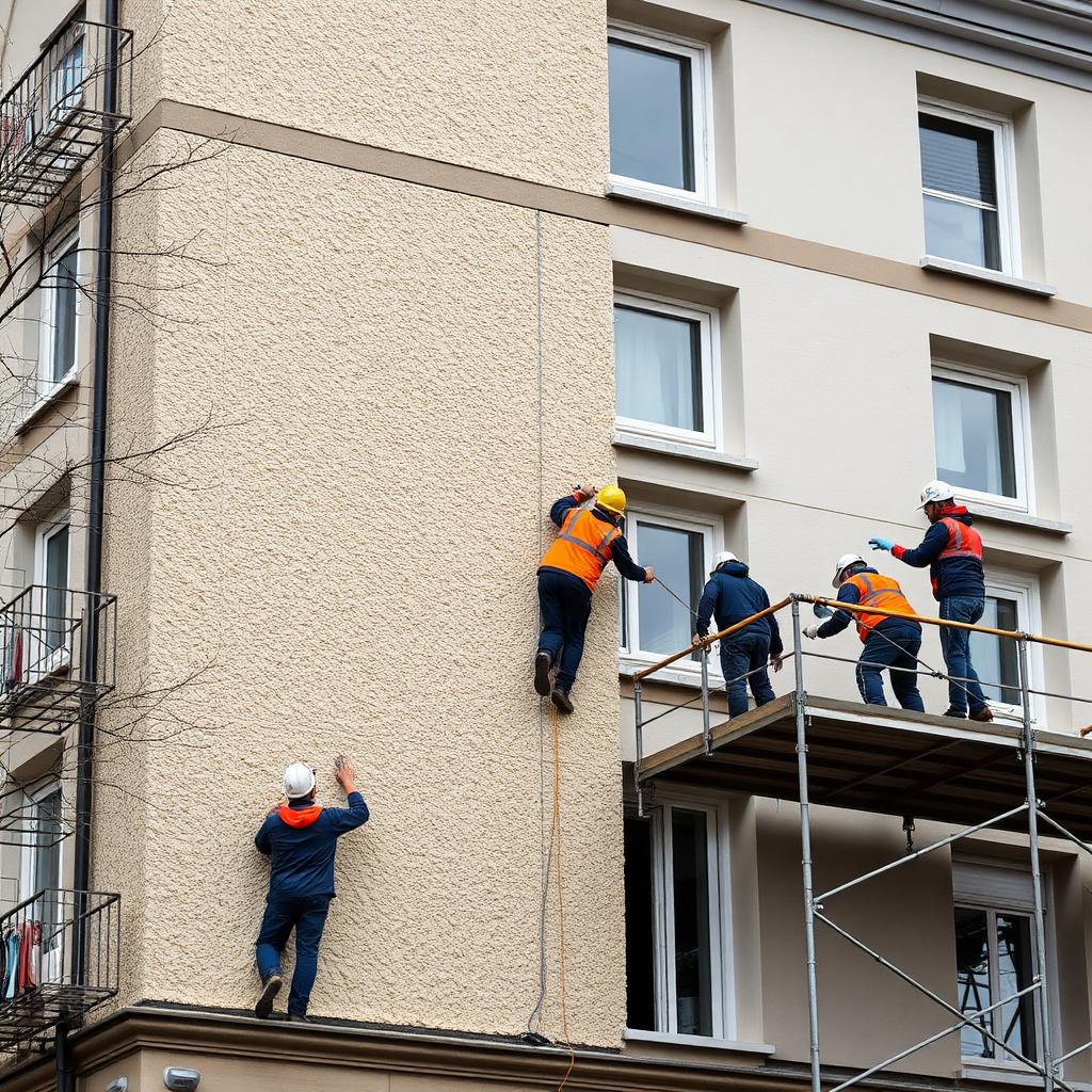 Anbringung eines Wärmedämmverbundsystems an einer Wiener Fassade